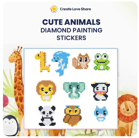 Diamond Painting Stickers - Cute Animals